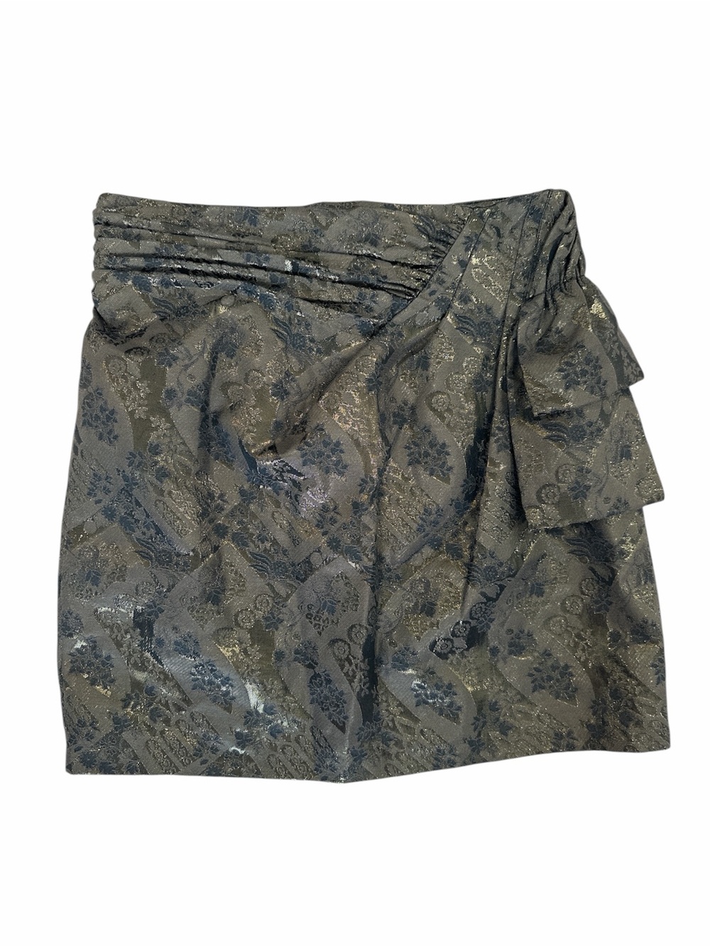 Forever 21 Metallic Olive Green and Navy Mini Skirt